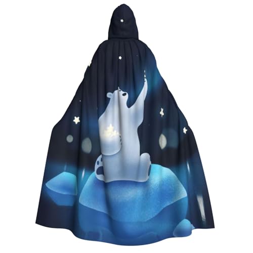 Cape à capuche médiévale ours blanc idéale pour fête de Noël et soirées