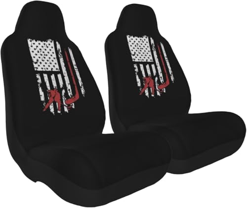 WLFDC Hockey Stick in American Flag Car Seat Covers Universal Car Seat Cover for Most Vehicles