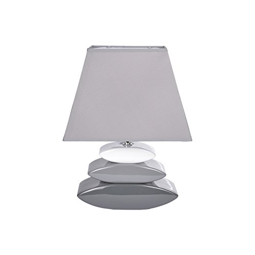 Preisvergleich Produktbild Homea Design Keramik Tischlampe 32cm Tischleuchte (Grau)