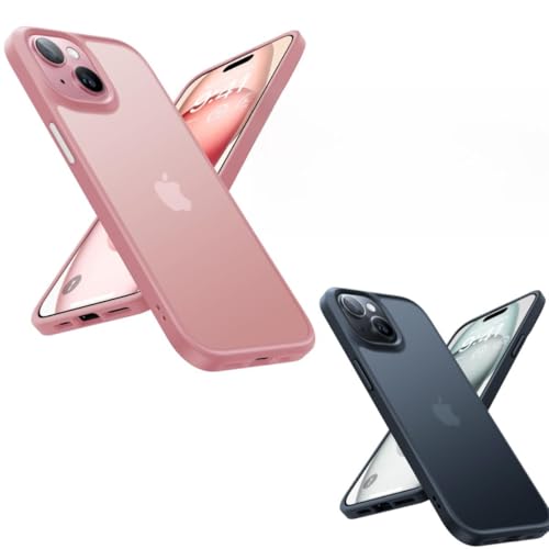 TORRAS Designed for iPhone 15 Case [12FT Military Grade Drop Protection], Black & Pink