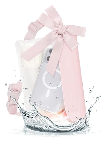 Image of Case-Mate IP68 Waterproof Fanny Pack with Bow Design - Ballet Pink | Floating Waterproof Phone Case w /Triple Seal Protection, Adjustable Strap-Fits All Phones-Beach Cruise Ship Travel Essentials