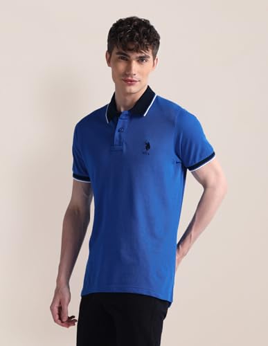 Image of U.S. Polo ASSN. Solid Slim Fit Polo T Shirts for Men - 100% Cotton, Half Sleeve Mens Tshirt
