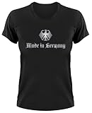 Flexprint Made in Germany T-Shirt, Deutschland Bundesadler Adler Wappen Zeichen Fahne Flagge, M, Damen Schwarz