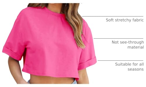 Image of Tankaneo Women Crop T-Shirts Half Sleeve Drop Shoulder Cropped Tops Y2K Casual Summer Basic Tees