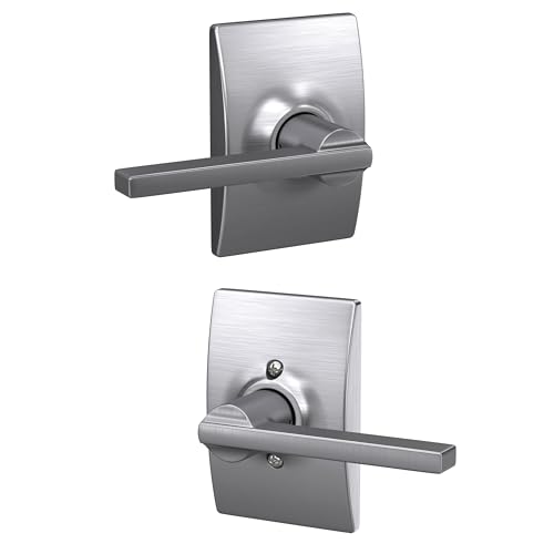 Image of SCHLAGE Latitude Hall /Closet Passage Door Handle, Reversible, Satin Chrome | Hall or closet lever door handle with no lock, Easy to install, Certified durability, Universal fit