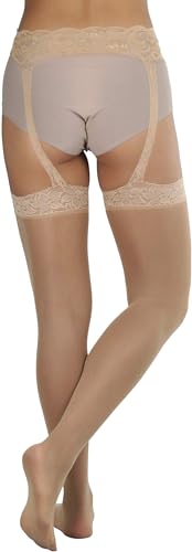 Image of ToBeInStyle Women's Attached Garter Belt Suspender Nylon Stocking Pantyhose