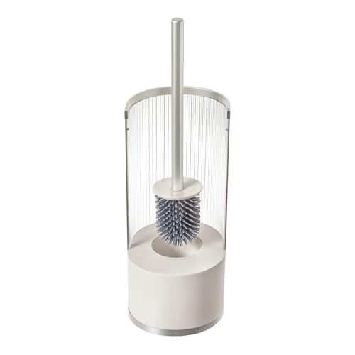 Image of iDesign Fluted Bowl Brush, Clear /Satin Gray | For Bathroom, Compact