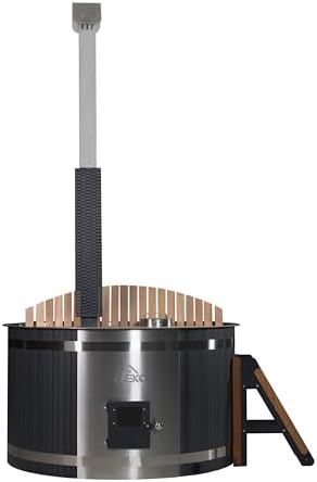 Stainless Steel Hot Tub & Cold Plunge Tub | Wood-Fired Heater | Zero Electricity Required | Leak-Free Design | Insulated Cover and Step Stool Included | Easy Assembly | 3-5 People