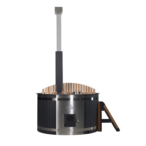 Stainless Steel Hot Tub & Cold Plunge Tub | Wood-Fired Heater | Zero Electricity Required | Leak-Free Design | Insulated Cover and Step Stool Included | Easy Assembly | 3-5 People