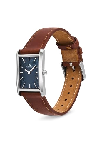 Image of Daniel Wellington Bound 35x24mm Guilloche Silver - Men Watch Stainless Steel Leather Strap Watch