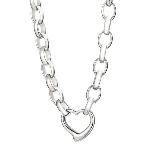 Homxi Chaîne Argent Femme pour Pendentif,Chaîne Collier Acier Inoxydable Femme Coeur Creux Collier Argent