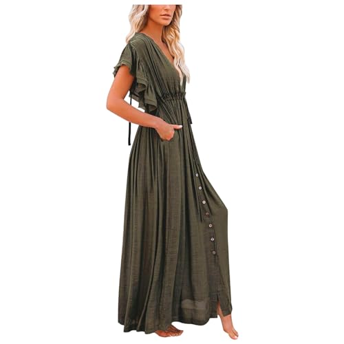 Vestido largo con botones de apertura regulable para playa y piscina