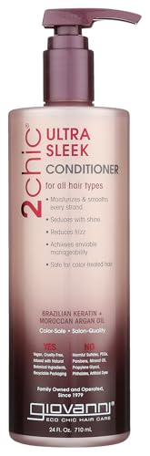 GIOVANNI 2chic Ultra-Sleek Conditioner - Brazilian Phyto-Keratin & Moroccan Argan Oil, Anti-Frizz Formula, Coconut, Shea Butter, Pro-Vitamin B5, Color Safe, Paraben Free - 24 oz
