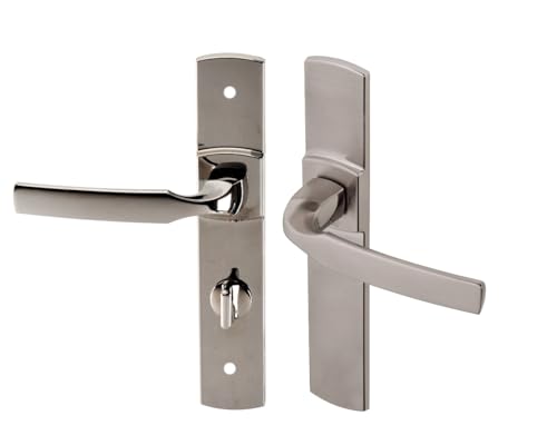 Vachette Ensemble de Poignée de Porte sur Plaque ARTIS - Version à Condamnation pour Porte de WC, Salle de Bain - Entraxe 195 mm - Matériau Zamak Résistant - Garantie 10 Ans - Finition Platine