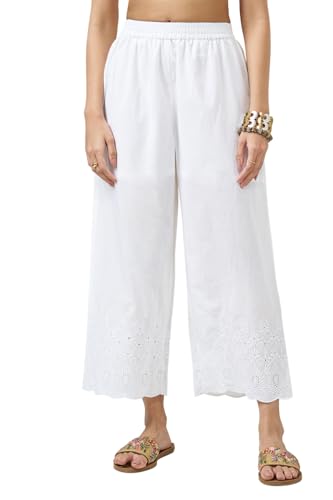 Image of Rangmanch by Pantaloons Women's 100% Cotton Bottoms | Regular Fit | Mid Rise Waist | Ankle Length