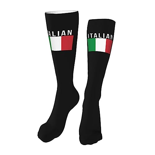 Italian Flag Knee High Socks For Women Long Tube Socks Athletic Compression Socks Unisex High Socks Girls