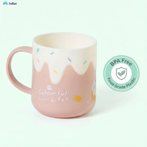 Image of FunBlast Milk Mug for Kids - 420 Ml; Unbreakable Mug for Kids, Milk Mugs for Kids Unbreakable - Milk Drinking Cup for Kids (Pink3)