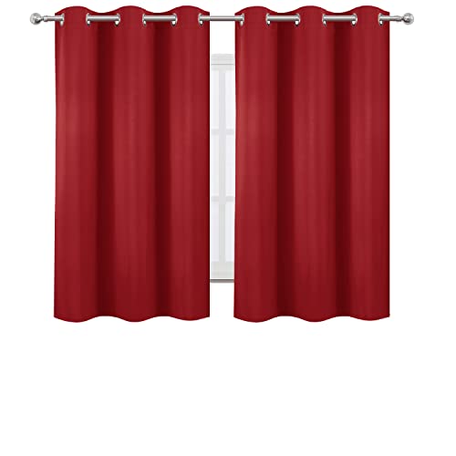Image of LEMOMO Blackout Curtains 38 x 54 inch /Bright Red Curtains Set of 2 Panels /Thermal Insulated Room Darkening Bedroom Curtains