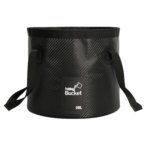 Pufei 20L Handy Faltbucket | Zusammenklappbarer wasserdichte Eimer zum Campen, Sanitär & Reisen | Langlebiger 500D PVC (Schwarz/Blau/Gelb/Grün)