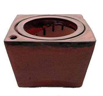 Square Self Watering Ceramic Pot with Felt Feet - Red - 6