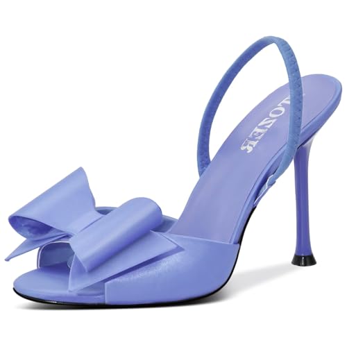 Image of Satin High Heels Slingback Open Toe Mules Sandals Bow Stiletto Sexy Heels Comfortable Wedding Party Shoes