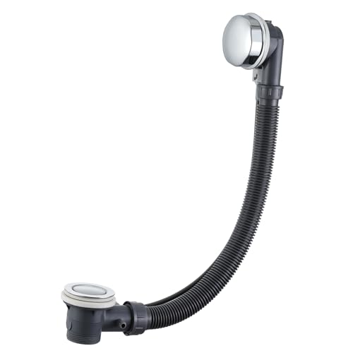 Hapilife Bath Waste and Overflow Kit - Chrome Bath pop up Waste Stainless Steel Click Clack Bathtub Plug with Overflow UK Standard G1 1/2 Easy Installation