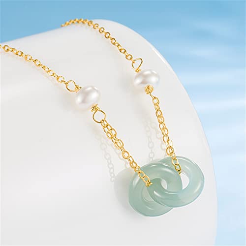 Collier de pendentif jade et perle en argent 925 cadeau idéal femme