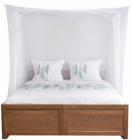 Neruti Enterprise Square Mosquito Net for King Size Bed (8×8 ft) | 4 Corner Hanging Bed Net | Full Coverage | Washable & Breathable Polyester | White