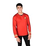 My Other Me - Disfraz para hombre adulto de Scotty con camiseta estampada en rojo talla S. Perfecto para destacar en cualquier convención de ciencia ficción