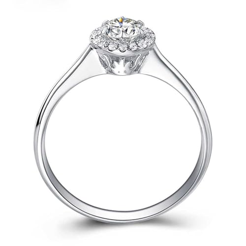 Stfery Obrączki ślubne białe złoto 9K 9K prawdziwe złoto biżuteria, elegancki pierścionek ślubny z moissanit 1ct Au375 rozm. 63 (20,1)