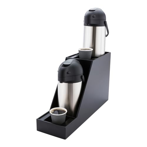 Restaurantware Restpresso 23.5 x 7 x 13.5 Inch Airpot Station 1 Durable Airpot Holder - For Two Airpot Dispensers Shatterproof Black Bamboo Airpot Stand Angled Walls Holds 3-Liter Airpots