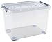 CURVER Boîte de Rangement Handy Plus 65L - Boîte de Rangement Multifonction - Pour Chambre, Bureau, Garage, Cabanon, Buanderie - Fermeture Rapide à poignées - 60 x 40 x 38,8 cm - Transparent