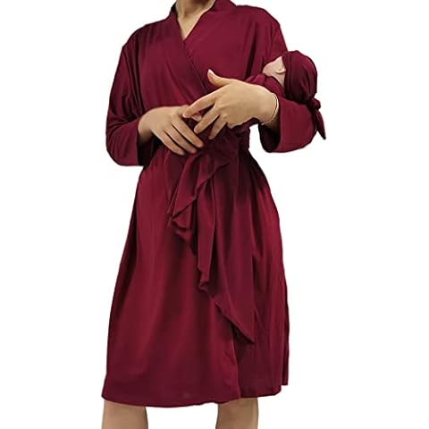 QTECLOR Mommy Robe for Maternity with Matching Swaddle Blanket Girls Boys, Delivery Labor Robe for Hospital Women Dress Cover