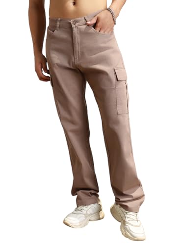 Image of Hubberholme Men Smart Casual Summer Cotton Loose Fit Mid-Rise Trousers 65