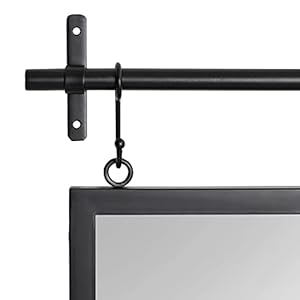 Kate and Laurel Gammons Metal Framed Wall Mirror with Storage Shelf, 18" x 39", Black, Hanging Barn Door-Inspired Accent Mirror Kate and Laurel Gammons Metal Framed Wall Mirror with Storage Shelf 18 x 39 Black Hanging Barn Door Inspired Accent Mirror