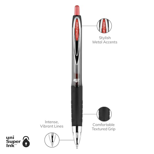 Bolígrafo Uni-Ball Signo Gel 207 Retráctil Rojo 12 unid. miniatura 3