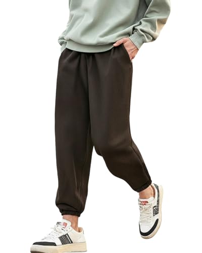 Image of Bewakoof Men's Solid Super Loose Fit Cotton Blend Joggers
