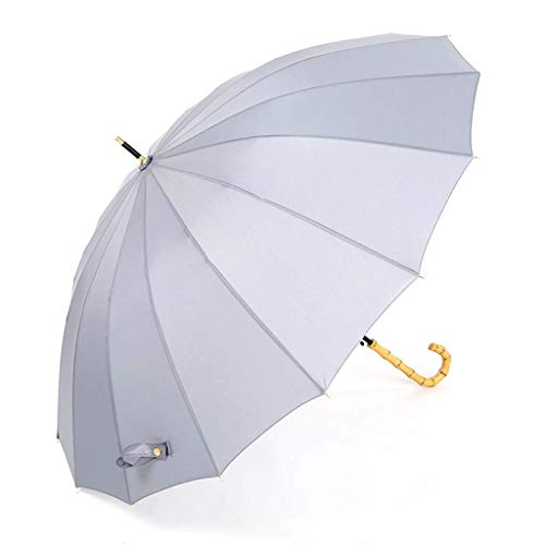 Giow Paraguas de bastón, Paraguas de Palo de Mango de Madera Abierto automático, Marco de Fibra de Vidrio a Prueba de Viento con Eje de Madera con 16 Costillas para Hombres y Mujeres (Color: Rosa