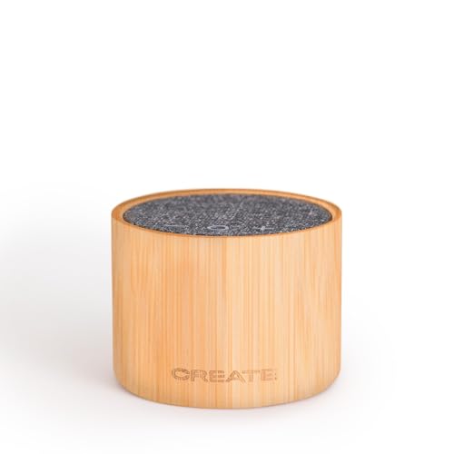 CREATE / Speaker Mini Bamboo/Altavoz Bluetooth de bambú/Conexión Bluetooth 5.1, hasta 10m de Cobertura, Puerto USB-C, Conexión Jack, Batería de 900 mAh