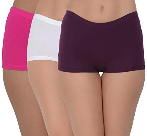 Image of EVA & JOY Women's Cotton Solid Mid-Rise Boyshort Panty (Pack of 3)