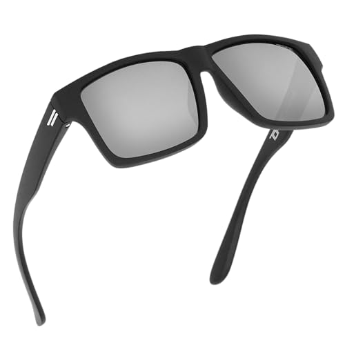 TOROE Matte Black Unbreakable TR90 Frame Sunglasses w/Polycarbonate Polarized Hydrophobic Coated Mirrored Lens