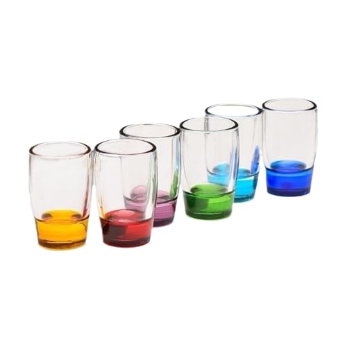 ZKALQECNF Leche Juego de 6 vasos chupito colores, 1,5 oz, pequeños, transparentes, base pesada, for whisky, vodka, licores y aguardientes Bebidas