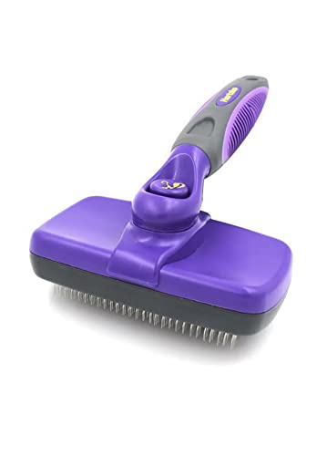 Self-Cleaning Slicker Brush for Dogs, Cats - The Ultimate Dog Brush for Shedding Hair, Fur - Comb for Grooming Long Hair