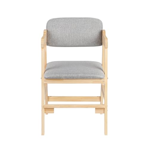 Huole Silla Alta Para Bebé Escalable De Madera Natural, Ergonómica, Altura Ajustable Estable Y Soporte Para 70 Kg, Para Bebés, Niños Y Adultos, 48 X 46 X 78 Cm. Gris