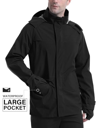 Image of iCreek Rain Jacket Men's Lightweight with Hood Packable Waterproof Raincoat Breathable Antistorm Jacket Windbreaker