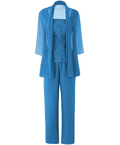 HUINI Mutter der Braut Hosenanzug 3 Stück Chiffon Hochzeit Gast Hosen Set...