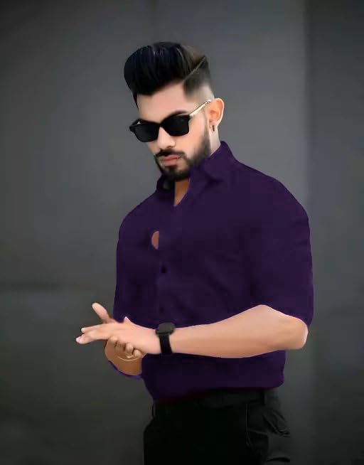 Image of Pinkmint Cotton Spread Collar Long Sleeve Shirt for Men Formal Wear Office Wear Multicolour
