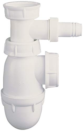 BB120 Siphon évier réglable avec prise pour mâchine à laverNF Plastique blanc1 prise latérale pour machine à laver hauteur réglable arrivée écrou40/49 sortie écrou40/49 avec joint américain tubeØ40