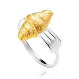 Carol&Allen Croissant Fork Ring 925 Sterling Silver Adjustable Open Band Ring for Women
