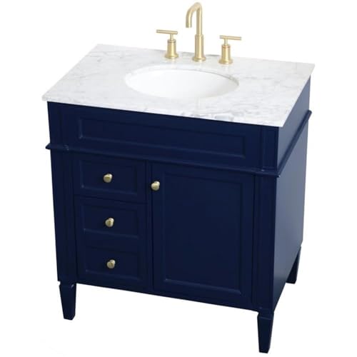 32 Inch Single Bathroom Vanity in Blue, 714673